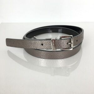 Michael Kors Thin Reversible Belt Black Patent Leather Silver Snakeskin Size L